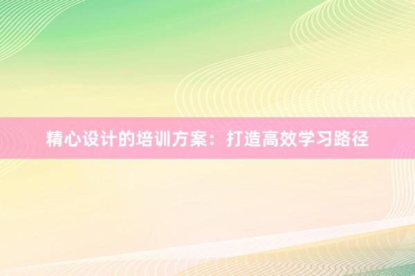 精心设计的培训方案：打造高效学习路径